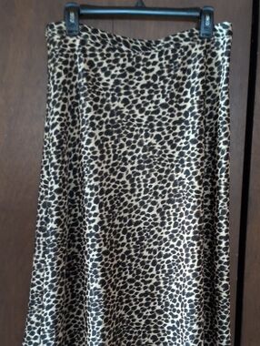 J. Crew Factory Leopard-Print Satin Midi Skirt - Black & Tan